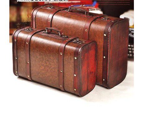 New Photography Retro Suitcases Wooden Boxes Old Leather Case Shooting Props Eurostyle Shop Window Decorations Hem