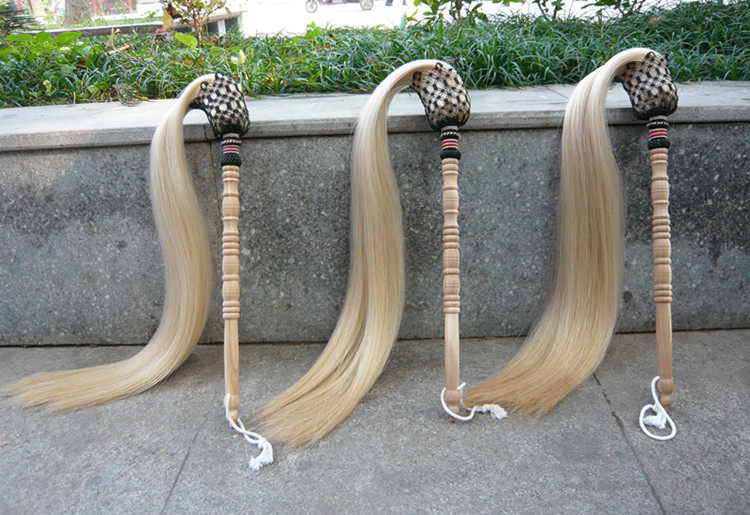 Taoist Dust-to-dust Horse Tail Dust-Taiji Dust Dumping Horsetail Buddha Dust Real Horsetail Total 125cm