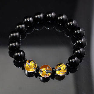 生肖属虎马狗人士2016猴年开运黑曜石三合贵人手链 寅午戌 女款