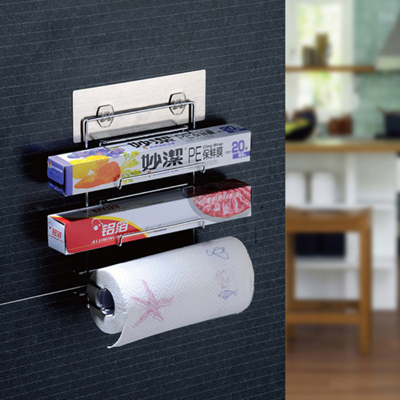 Traceless Fridge Rack Kitchen Preservation Film Refreshing bag shelving Shelves Home Paper Towel Rack Preservation Film Rack Shelf