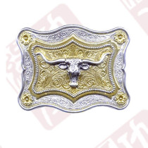 Gold plated silver plated cow head plate belt buckle 7204-3810