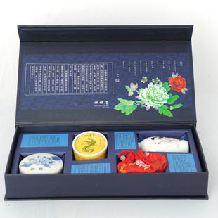 谢馥春旗舰店 古典四件套（蓝色） 礼品 配手袋 香粉油胭脂