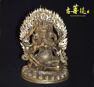 (Ancient Bodhi)Super Wei Meng pure copper big black sky Buddha Statue four arms Mahagala pure copper solid package express