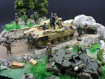 1:30 World War II German SS position Leopard tank German soldier alloy scene