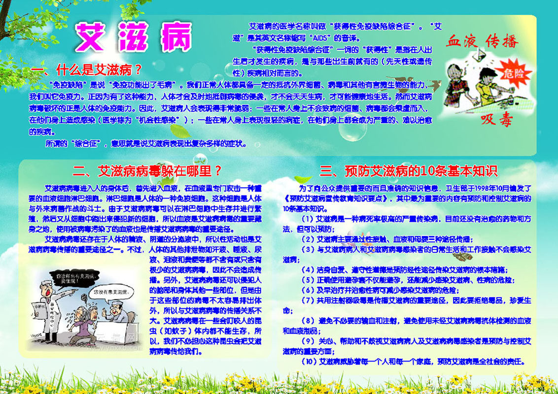 669海报印制展板素材845艾滋病定义预防基本知识传播途径