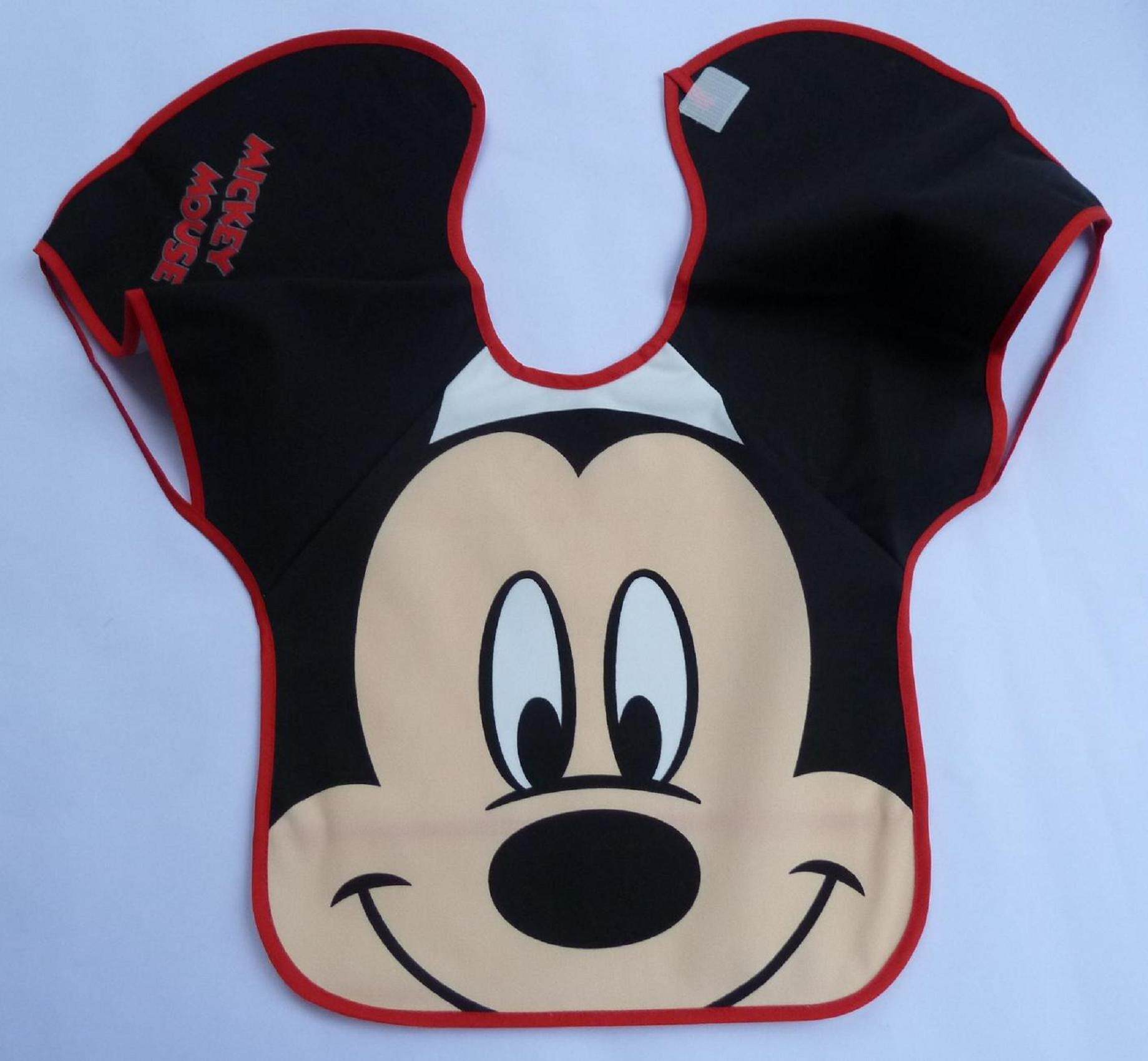 Made in Japan Baby with black snack rice bib Mickey Mouse pattern Special waterproof processing Cute and practical