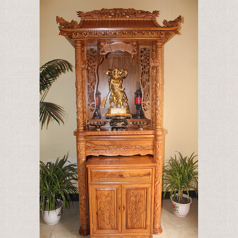 Factory direct 35 inch Ssangyong roof Lotus column cabinet Buddhist stand cabinet Cabinet Cabinet solid wood custom-made