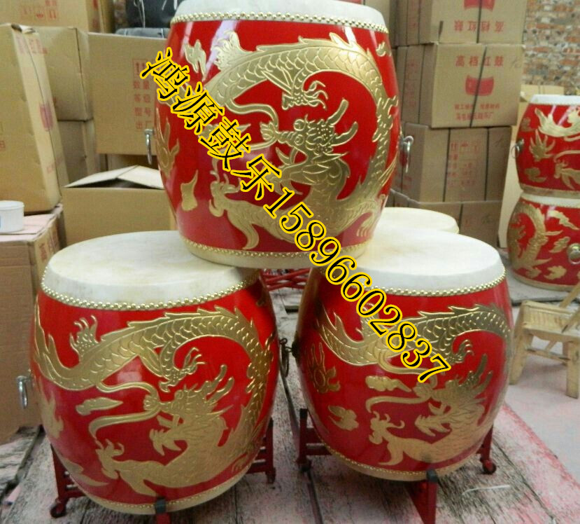 Bull Leather Big Drum High Drum Line Sculpture Dragon Drum Treble Drums Custom Water Drum Monastery Big Drum Gong Drum Wei Wind Green Flower Porcelain Drum