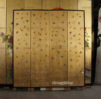 Folding screen quadruple screen small butterfly pattern screen PE30 gold foil screen quadruple screen