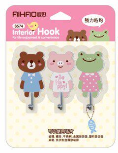 Hobby strong hook 6574 Cute animal shape hook Three good partners Bear frog pig
