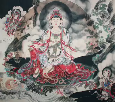 Thangka Guanyin portrait hanging painting High-definition Buddha hall living room Chinese painting Buddha statue Guanshiyin hanging statue dedicated to marriage