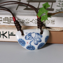 Blue and white ceramic pendants ethnic cultural pendants high-end jewelry pendants cultural jewelry gifts
