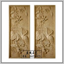 Soulage de grès Écran de style chinois Pine Crane Picture Mural New Sandstone Sculpture Image Building Upscale TV Background Wall