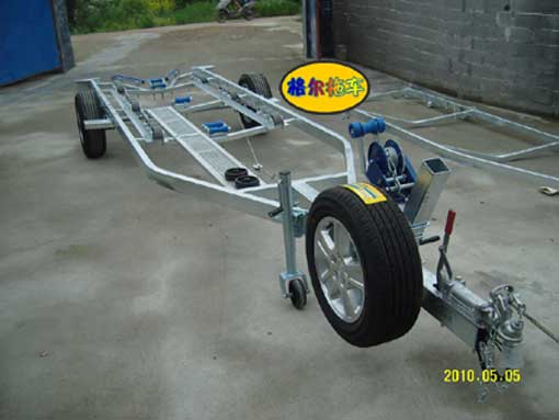 High configuration yacht cart single axle with brake and walking net with aluminum alloy steel ring hot dip galvanized