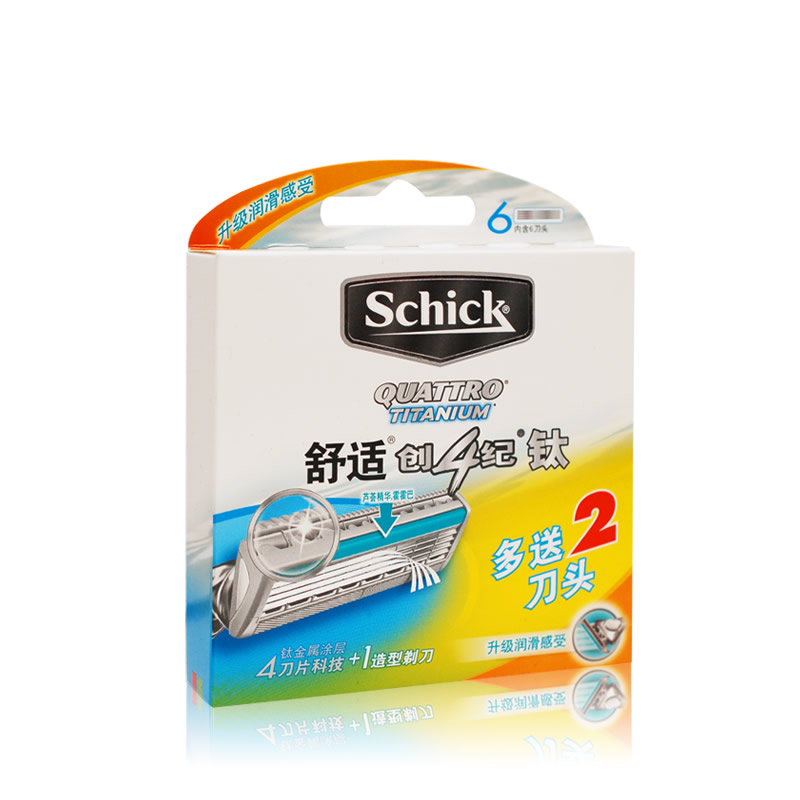 舒适创4纪钛剃须刀专用刀头(6片装) schick四层刮胡刀片正品包邮