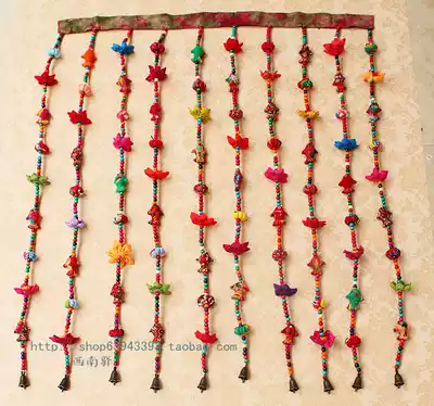 Handmade curtain fabric National style handmade flower curtain partition window balcony window fabric hanging curtain