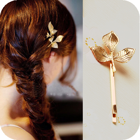 Korean trinkets headdress head flower golden leaf hairpin starfish three-dimensional leaves Vintage small edge clip hairpin hair ornaments