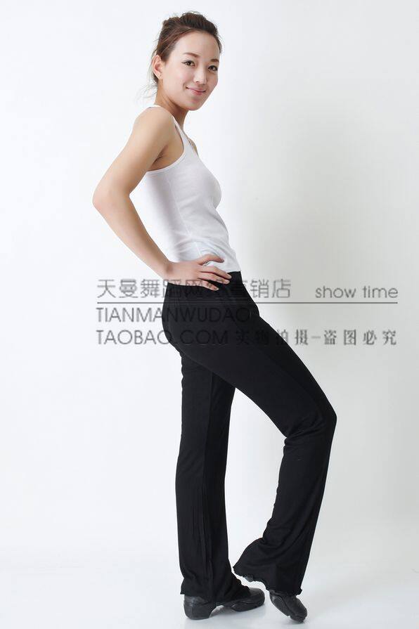 Women's yoga mercerized cotton side-shaped body practice flared pants dance pants slim sports fitness pants square dance pants