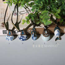 Fashion cultural pendant exquisite personalized ethnic pendant fine blue and white cultural pendant M three
