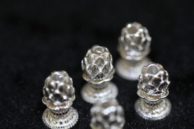 925 silver Tibetan Buddhist pearl accessories Lotus Tower with a height of 1 6cm