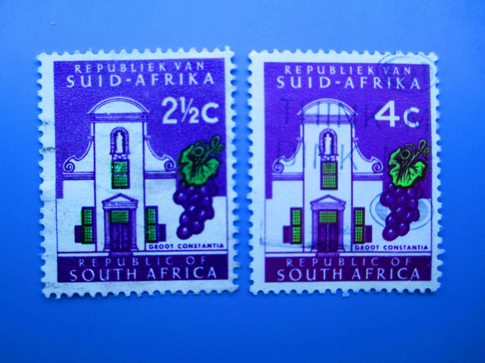 Foreign stamps South Africa 1971 wine estate letdown 2 different full RMB18