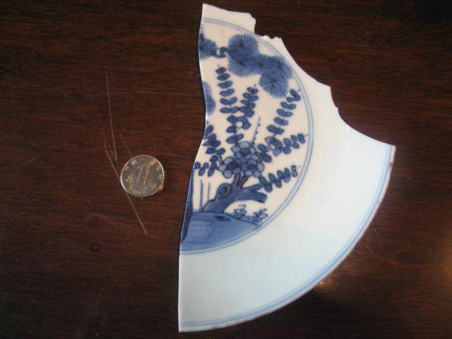 Bag Old Fidelity Jiajing Flowers Pine Bamboo Plum Tattoo Tray Remnant Ancient Porcelain Sheet Specimen-Zassiqiu Zhuo