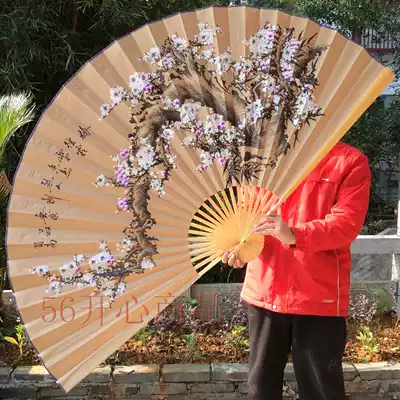 Super large hanging fan decoration fan Chinese style craft big folding fan photo studio props wedding photography antique white plum