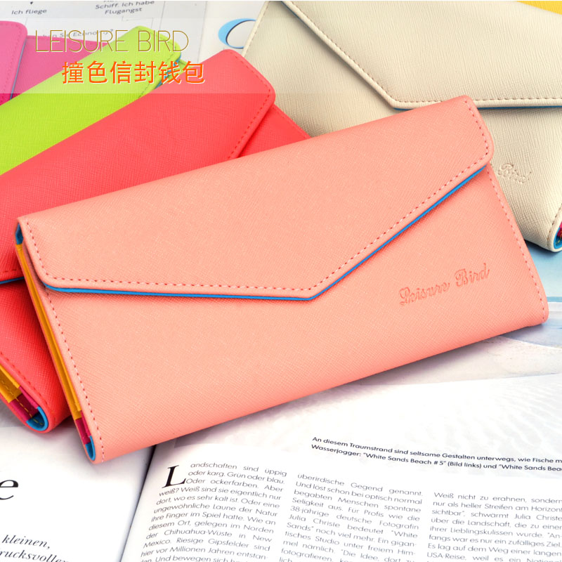 Women's Small Fresh Long Version 3% Buckle Envelope Wallet Simple Thin Section Fashion Candy Color Zipper Wallet Wallet
