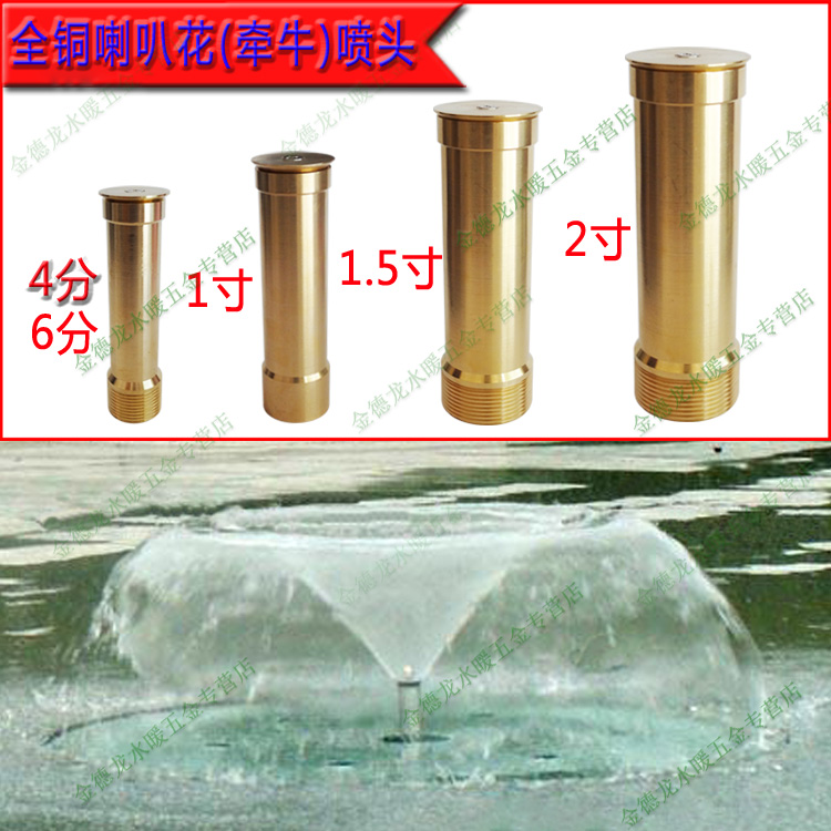 All-copper material horn nozzle morning glory nozzle waterscape landscape courtyard fountain head low pressure nozzle 4 minutes 6 minutes
