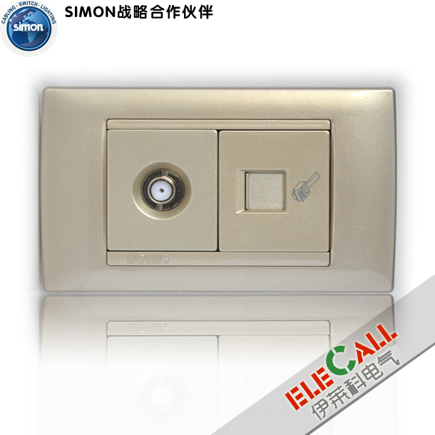 Simon Switch 52 Series Champagne Info Plus TV Socket