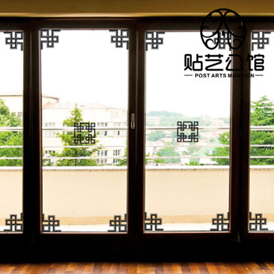 Fine engraving hollowed-out glass mirror doors and windows overall cabinet wall corners retro decoration Z-012 Chinese style window corner sticker-A