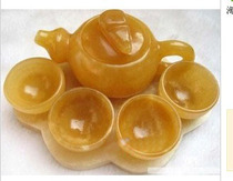 Natural jade Beige jade Tea set Teapot jug wine set Jade wholesale ornaments Home gifts good products