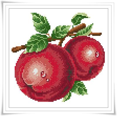 ● Hu Lili Cross embroidered ● French DMC kit red apple with 3D 5D precision printed imprint