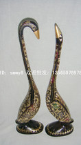 16 Inch Long Neck Couple Swan Pakistan Bronze Ware Upscale Fancy Swans Wedding Gifts Bronze Goose Goose
