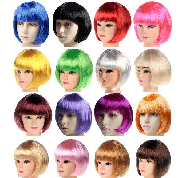 Adult Children Color Wig Makeup Prom Supplies Cosplay Performance Student Hair Color BOBO Head Wig
