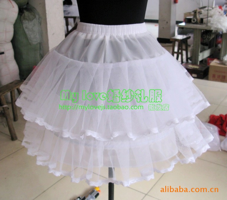Spot cosplay maid dress lolita skirt White Black hard yarn violence lace with Bone Skirt