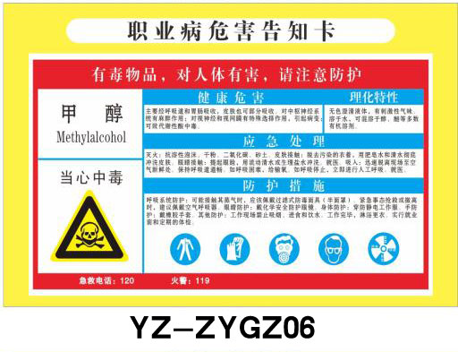 Methanol Occupational Disease Hazard Informed Card Chemicals Sign Board Dangerous Goods Reminder Cards Safety Warning Signs