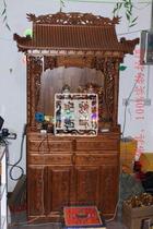 Extra large Buddhist niche standing cabinet table hand-carved camphor wood shrine double dragon pillar roof standing cabinet