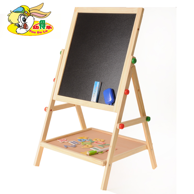 Young children's double face magnetic large blackboard drawing board baby wooden multifunctional bracket writing tablet