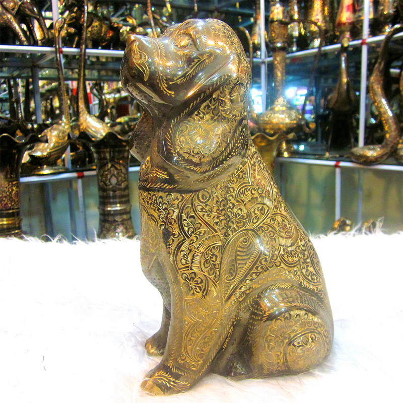 Pakistan Handicrafts Imported Bronze Ware 12 Inch Cute Habha Dog Zodiac Dog Birthday Gift BT171