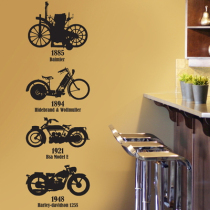 Living room sofa background window glass motorcycle shop sticker bedwall sticker car series retro locomotive