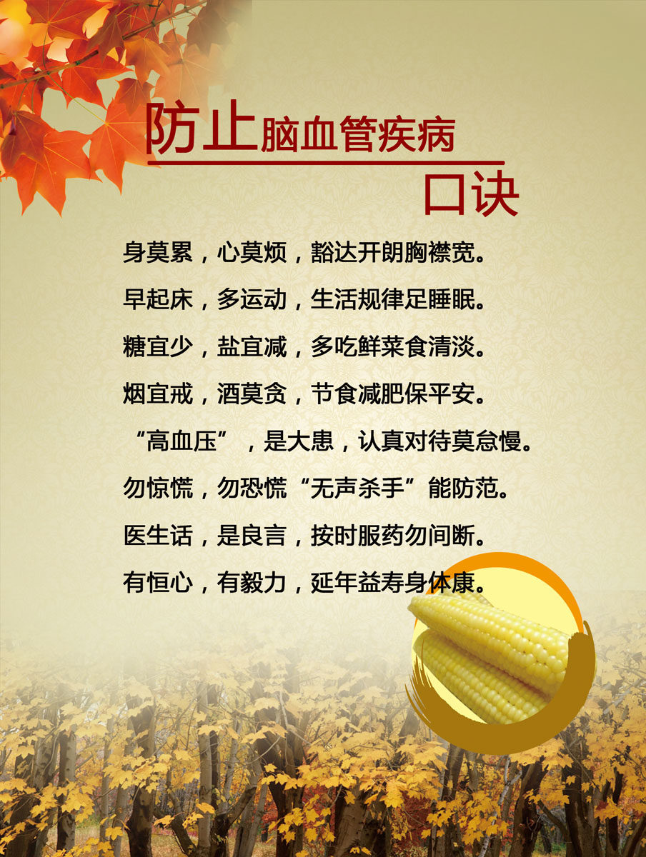 670海报印制展板素材268医院防止脑血管疾病口诀