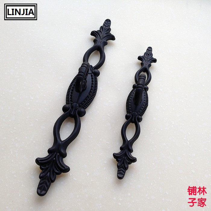 Matt black European style antique retro wardrobe cabinet door drawer handle with handle minimalist Furniture Field Handle 3310