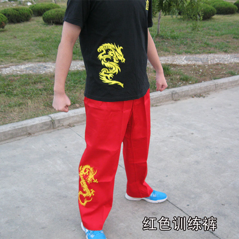 Martial Arts Twin-Sticks Taekwondo Training Pants Double-Sticks Sports Conserved Martial Arts Condo Pair of Sticks Pants Set to do