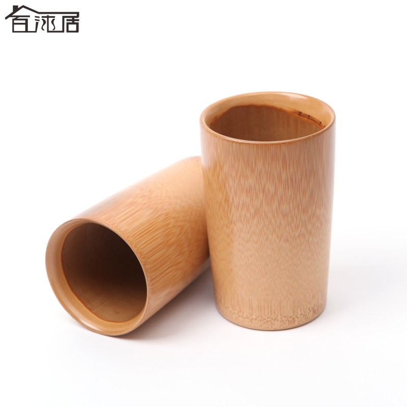 百沐居 竹制杯子 漱口杯洗漱刷牙杯圆口啤酒杯竹水杯茶杯情侣杯大