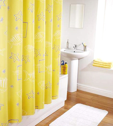 High-quality foreign trade mildew-proof waterproof polyester fiber cloth shower curtain submarine travel yellow belt lead pendant widened and enlarged 240*200cm
