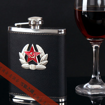 Thickened stainless steel 7 oz leather flask stainless steel portable flask with funnel