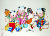 Yangliuqing New Years painting Fushan Jiqing ※ Has been mounted mirror size 48 * 32cm ※