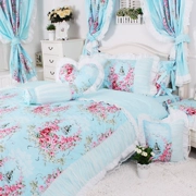 Tình yêu Quảng trường con mùa xuân giường cotton Hàn Quốc mới một gia đình bốn hoa quê nông thôn giường phong cách - Bộ đồ giường bốn mảnh