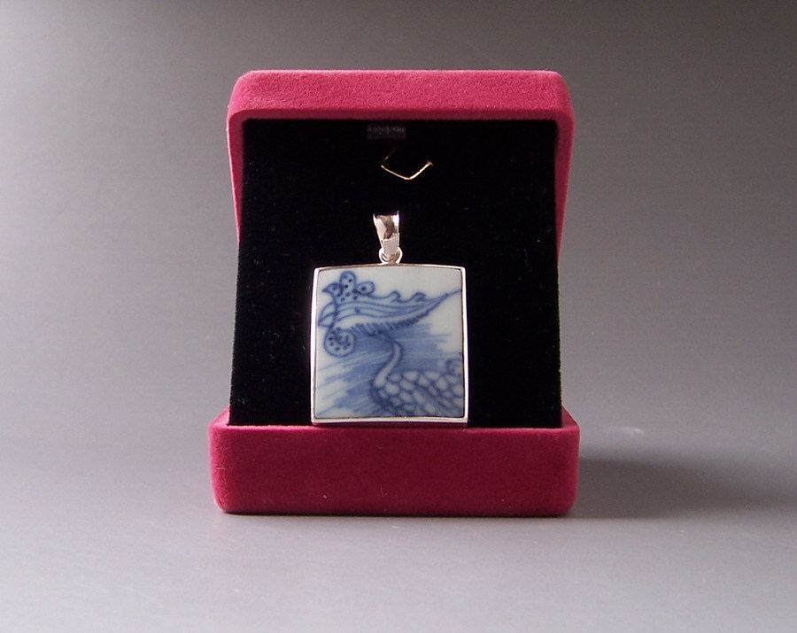 925 Sterling Silver Retro Fidelity Ancient Porcelain Silver Covered Jewelry-Orphan Item Xiao Chong Blue and White (006)